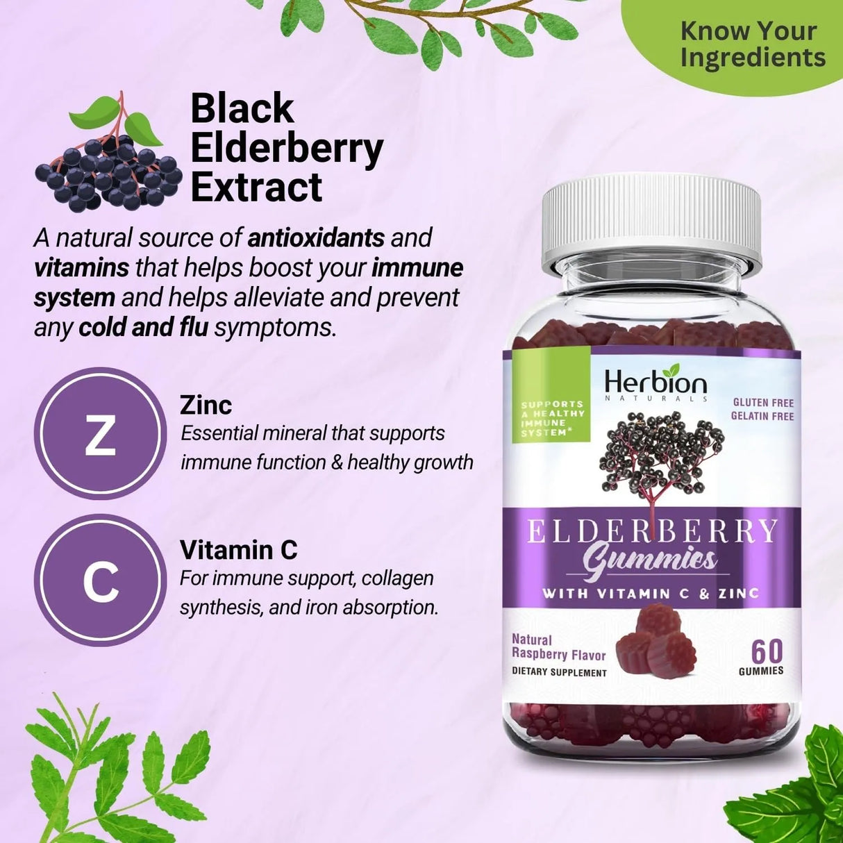 HERBION - Herbion Elderberry Gummies with Vitamin C & Zinc 60 Gomitas - The Red Vitamin MX - Suplementos Alimenticios - {{ shop.shopifyCountryName }}