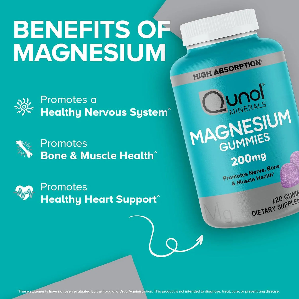 QUNOL - Qunol Magnesium Gummies for Adults 200Mg. 120 Gomitas - The Red Vitamin MX - Suplementos Alimenticios - {{ shop.shopifyCountryName }}