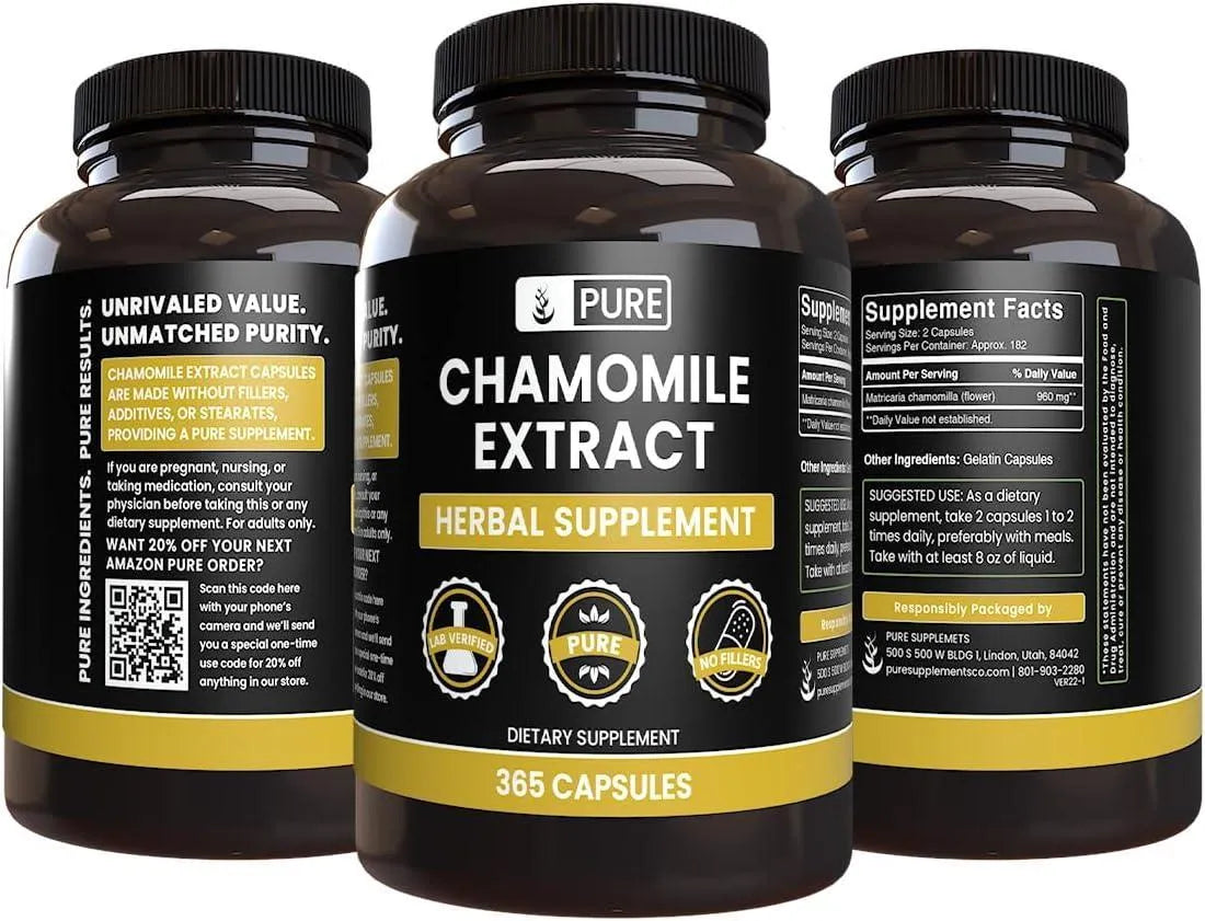 PURE ORIGINAL INGREDIENTS - Pure Original Ingredients Chamomile Extract 365 Capsulas - The Red Vitamin MX - Suplementos Alimenticios - {{ shop.shopifyCountryName }}