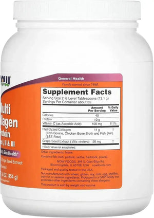 NOW SUPPLEMENTS - NOW Supplements Multi Collagen Protein Types I, II & III Powder 454Gr. - The Red Vitamin MX - Suplementos Alimenticios - {{ shop.shopifyCountryName }}