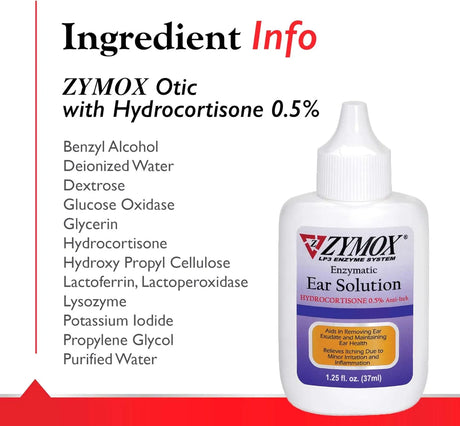 ZYMOX - ZYMOX Enzymatic Ear Solution 37Ml. - The Red Vitamin MX - Cuidado Del Oído De Perros - {{ shop.shopifyCountryName }}
