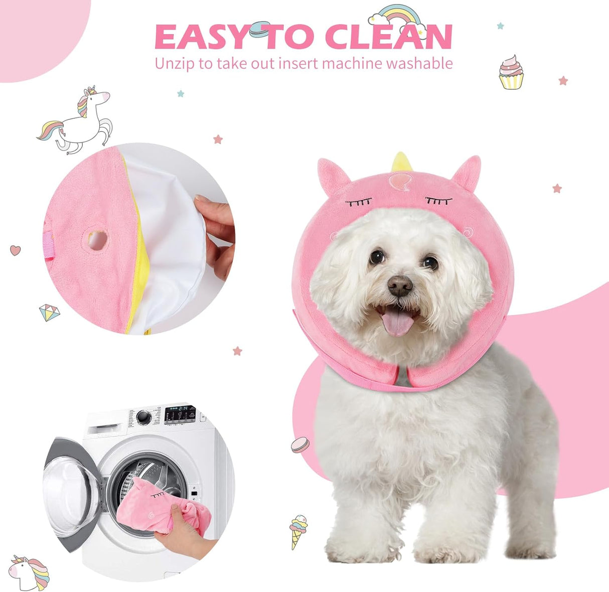 IEUUMLER Inflatable Recovery Dog Collar UNICORN LARGE Neck:14''-17''