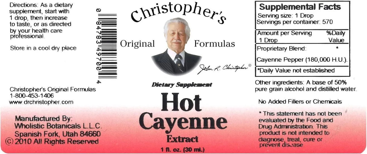 CHRISTOPHER´S - Dr. Christopher's Formula Hot Cayenne Extract 1 Fl.Oz. - The Red Vitamin MX - Suplementos Alimenticios - {{ shop.shopifyCountryName }}