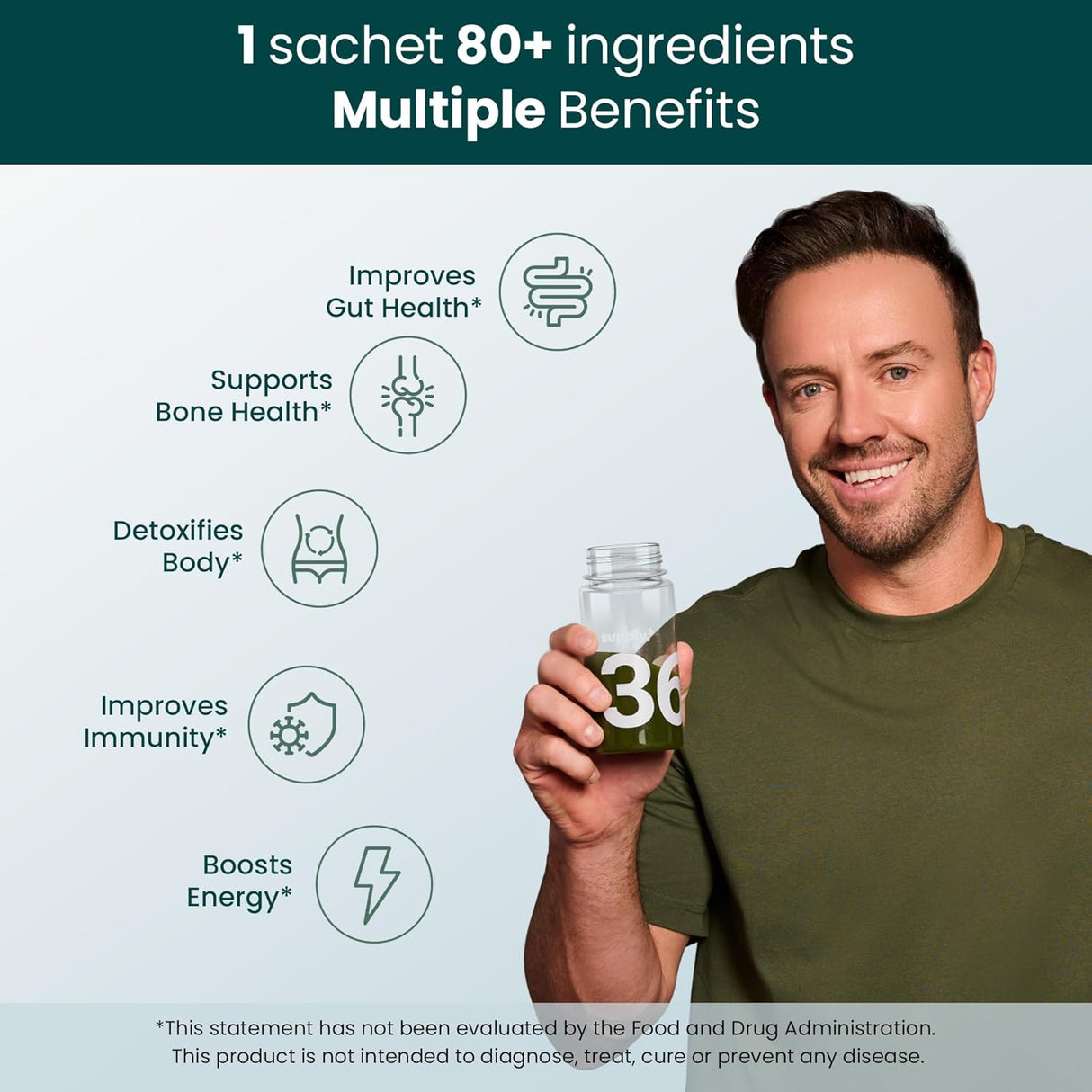 SUPPLY6 360 Greens Powder with 80+ Superfoods 30 Servicios 30 Paquetes