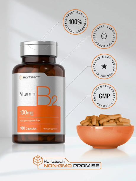 HORBAACH - Horbaach Vitamin B-2 100Mg. 180 Capsulas - The Red Vitamin MX - Suplementos Alimenticios - {{ shop.shopifyCountryName }}