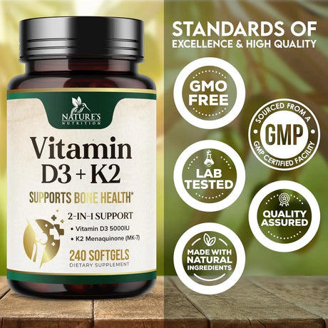 NATURE'S NUTRITION - Nature's Nutrition Vitamin D3 K2 240 Capsulas Blandas - The Red Vitamin MX - Suplementos Alimenticios - {{ shop.shopifyCountryName }}