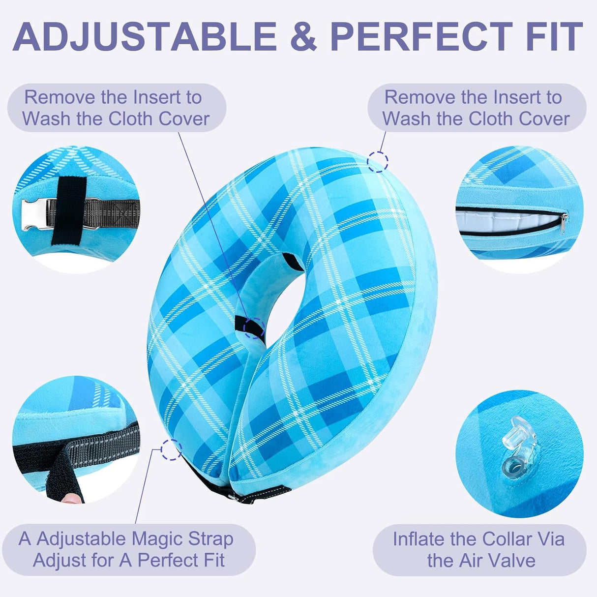 BEAUTYZOO Inflatable Donut Collar BLUE LARGE
