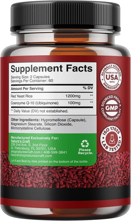 NATURES CRAFT - Natures Craft Red Yeast Rice with CoQ10 120 Capsulas - The Red Vitamin MX - Suplementos Alimenticios - {{ shop.shopifyCountryName }}