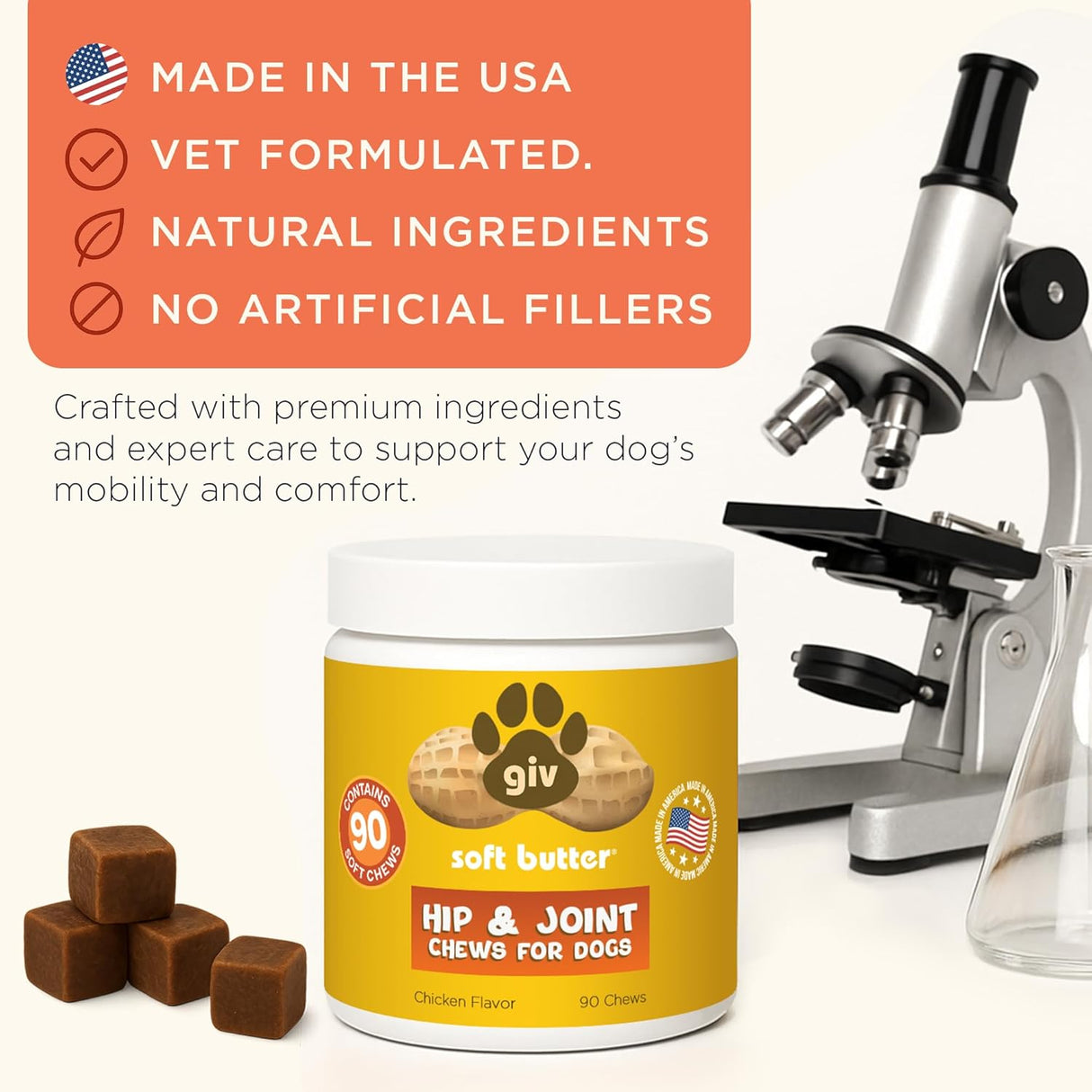 giv soft butter Hip & Joint Supplement Chews for Dogs 90 Masticables