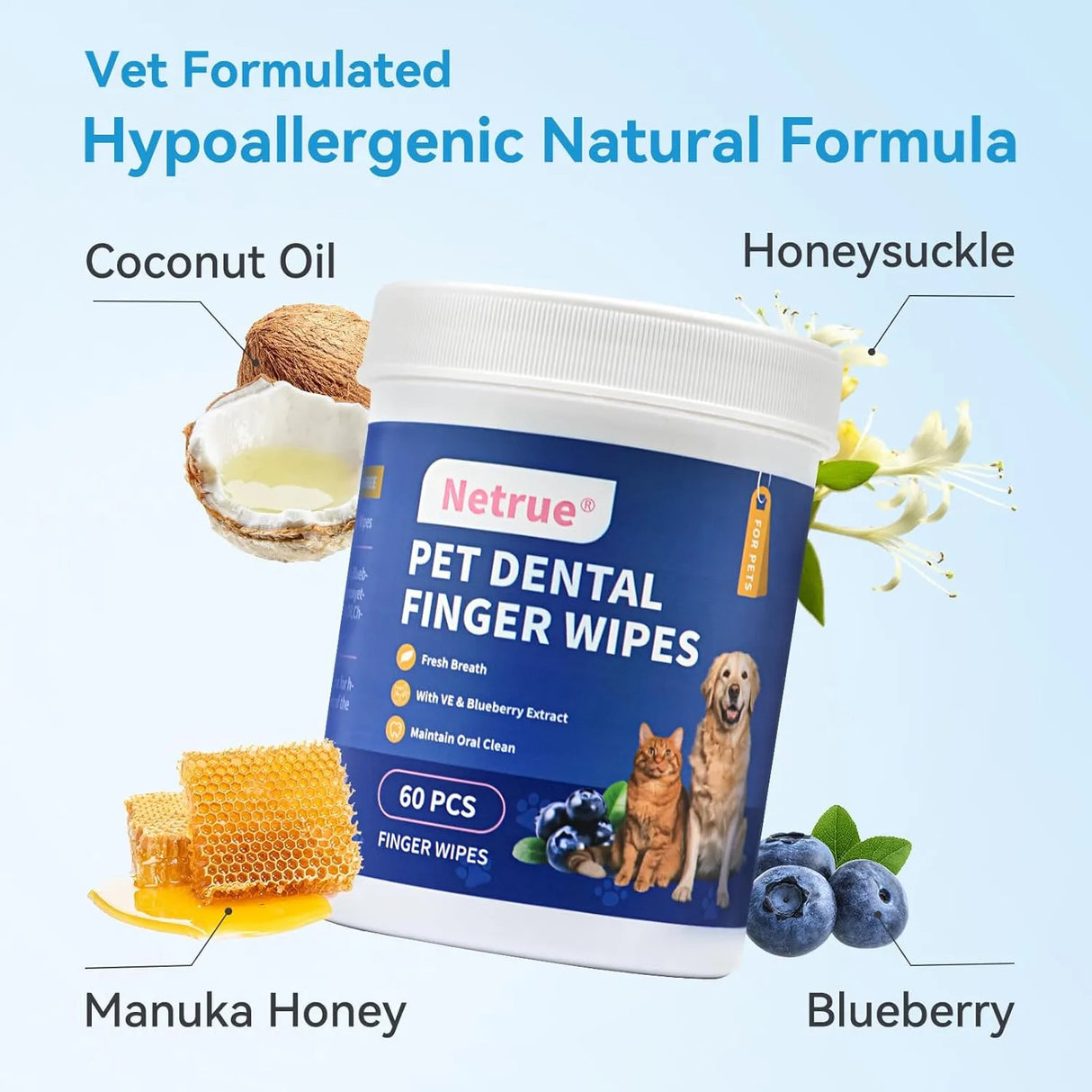 NETRUE - Netrue Dog Teeth Cleaning Wipes 60 Toallitas - The Red Vitamin MX - Cuidado Dental Para Perros - {{ shop.shopifyCountryName }}