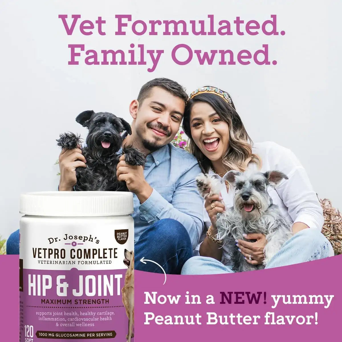 DR. JOSEPH'S - Dr. Joseph's VetPro Complete Dog Hip and Joint Peanut Butter Flavored 60 Masticables - The Red Vitamin MX - Cuidado De Cadera Y Articulaciones Para Perros - {{ shop.shopifyCountryName }}