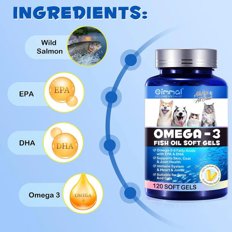 OIMMAL - Oimmal Omega-3 Pet 120 Capsulas Blandas - The Red Vitamin MX - Aceite De Pescado Para Perros - {{ shop.shopifyCountryName }}