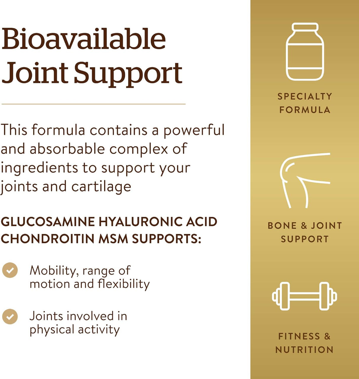 Solgar Glucosamine Hyaluronic Acid Chondroitin MSM 120 Tabletas