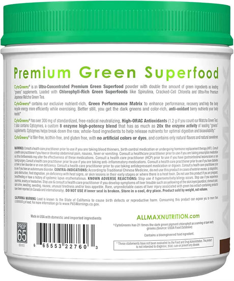 ALLMAX NUTRITION - ALLMAX Nutrition Cytogreens Super Greens Powder 60 Servicios Chocolate 690Gr. - The Red Vitamin MX - Suplementos Alimenticios - {{ shop.shopifyCountryName }}