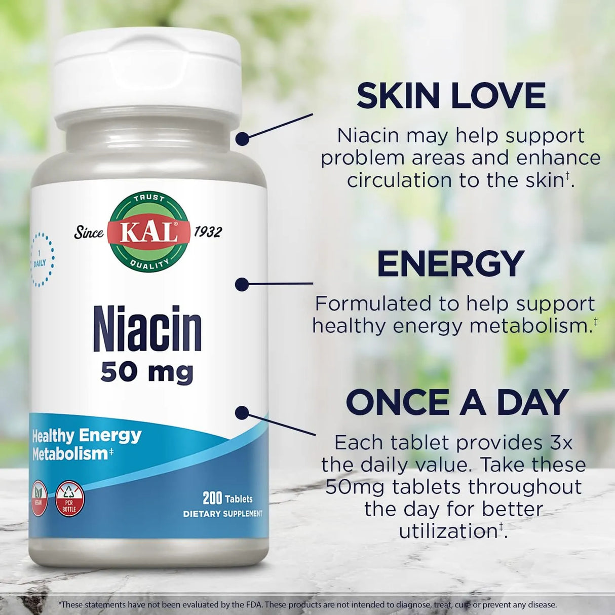 KAL - Kal Niacin 50Mg. 200 Tabletas - The Red Vitamin MX - Suplementos Alimenticios - {{ shop.shopifyCountryName }}