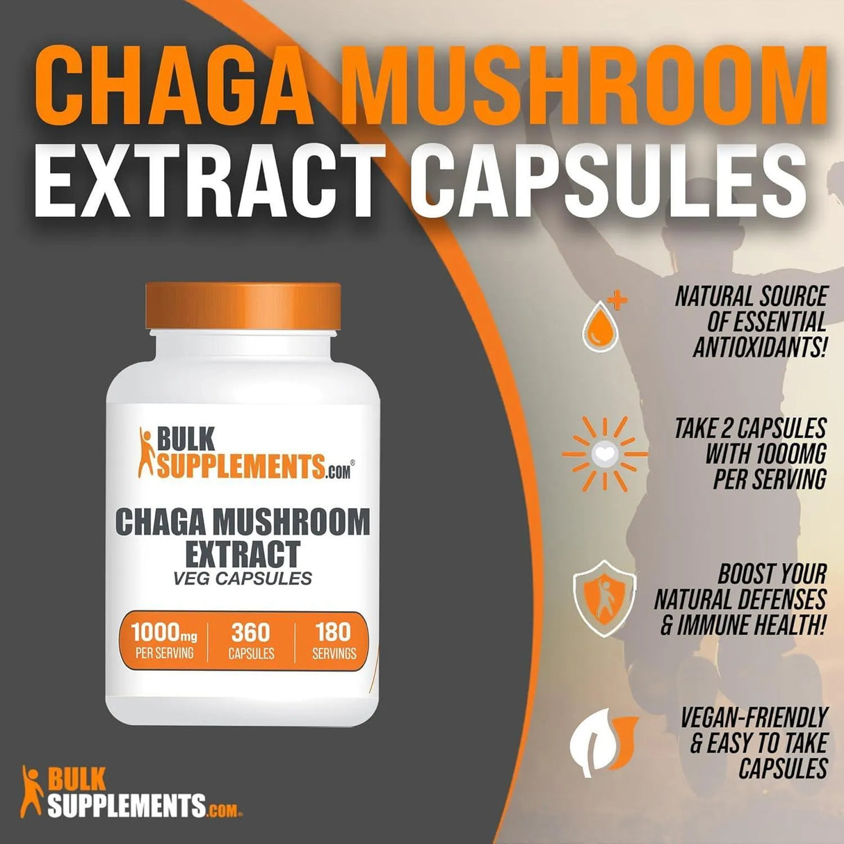 BULK SUPPLEMENTS - Bulk Supplements Chaga Mushroom Extract 360 Capsulas - The Red Vitamin MX - Suplementos Alimenticios - {{ shop.shopifyCountryName }}