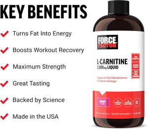 FORCE FACTOR - Force Factor L Carnitine Liquid 3000Mg. Berry Flavor 32 Servicios 473Ml. - The Red Vitamin MX - Suplementos Alimenticios - {{ shop.shopifyCountryName }}