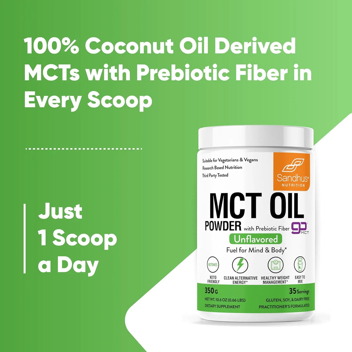 SANDHU´S - Sandhus’s MCT Oil Powder With Prebiotic Fiber 35 Servicios 350Gr. - The Red Vitamin MX - Suplementos Alimenticios - {{ shop.shopifyCountryName }}