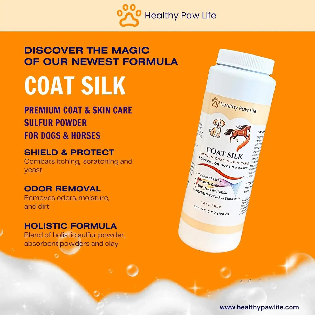 HEALTHY PAW LIFE - Healthy Paw Life Coat Silk Canine and Equine Dry Powder 170Gr. - The Red Vitamin MX - Remedios Para La Picazón De Perros - {{ shop.shopifyCountryName }}