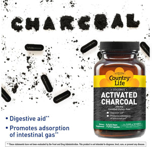 Country Life Activated Charcoal 260Mg. 100 Capsulas