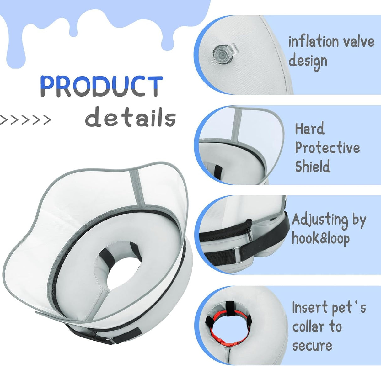 Supet Raised Inflatable Dog Cone Collar LARGE