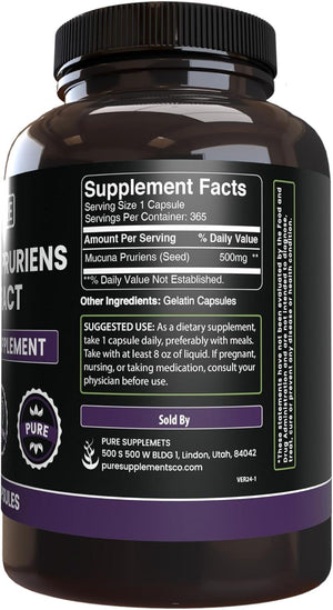 PURE ORIGINAL INGREDIENTS - Pure Original Ingredients Mucuna Pruriens 365 Capsulas - The Red Vitamin MX - Suplementos Alimenticios - {{ shop.shopifyCountryName }}