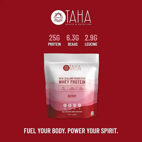 TAHA - Taha New Zealand Grass-Fed Whey Protein Concentrate Powder Berry 907Gr. - The Red Vitamin MX - Suplementos Alimenticios - {{ shop.shopifyCountryName }}