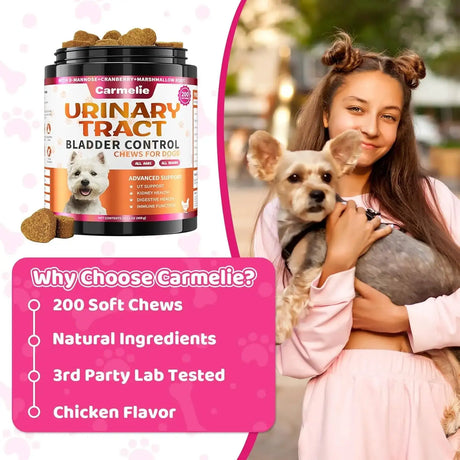 CARMELIE - Carmelie Dog Urinary Tract Supplement 200 Masticables - The Red Vitamin MX - Salud De Tracto Urinario Para Perros - {{ shop.shopifyCountryName }}