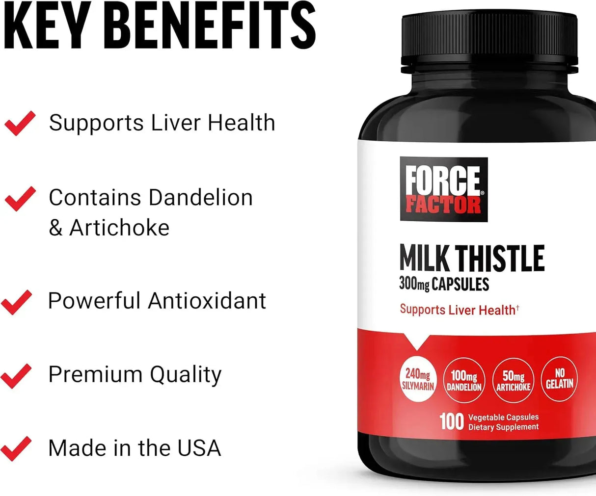 FORCE FACTOR - FORCE FACTOR Milk Thistle Liver Support Formula 100 Capsulas - The Red Vitamin MX - Suplementos Alimenticios - {{ shop.shopifyCountryName }}