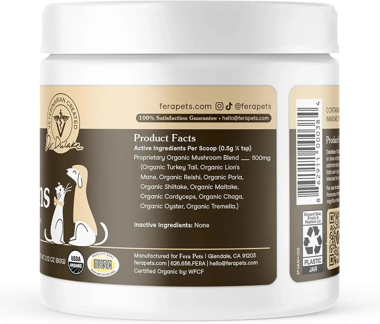 FERA PETS - Fera Pet Organics Turkey Tail Mushroom Supplement for Dogs 120 Servicios 60Gr. - The Red Vitamin MX - Suplementos Herbales Para Perros - {{ shop.shopifyCountryName }}