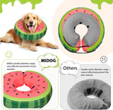 MIDOG Inflatable Dog Cone Collar Watermelon MEDIUM PLUS Neck 14"-18"