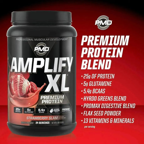 PMD SPORTS - PMD Sports Amplify XL Premium Whey Protein Strawberry Slam 24 Servicios 912Gr. - The Red Vitamin MX - Suplementos Alimenticios - {{ shop.shopifyCountryName }}