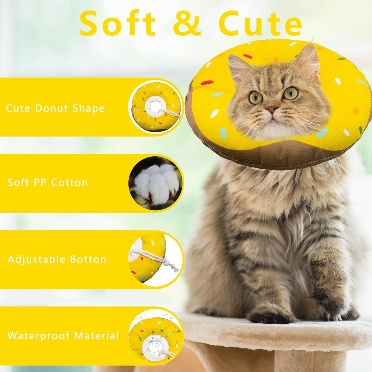 Seyezo Cat Cone Collar Soft Yellow Medium