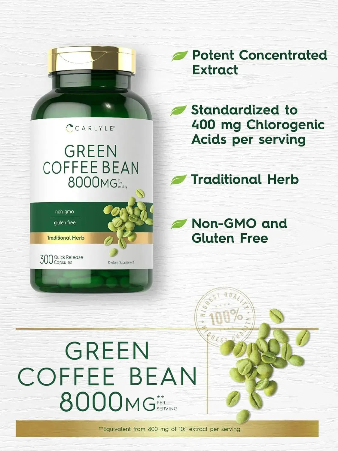 CARLYLE - Carlyle Green Coffee Bean Extract 8000Mg. 300 Capsulas - The Red Vitamin MX - Suplementos Alimenticios - {{ shop.shopifyCountryName }}