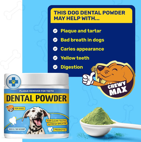 CHEWY MAX - Chewy Max Dog Teeth Cleaning Dental Powder 100Gr. - The Red Vitamin MX - Cuidado Dental Para Perros - {{ shop.shopifyCountryName }}