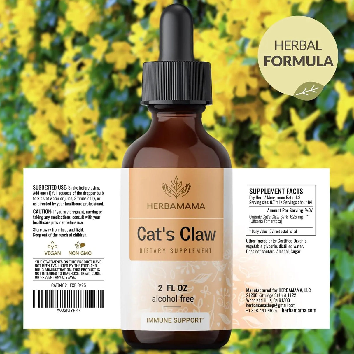 HERBAMAMA - HERBAMAMA Cat's Claw Tincture 2 Fl.Oz. - The Red Vitamin MX - Suplementos Alimenticios - {{ shop.shopifyCountryName }}