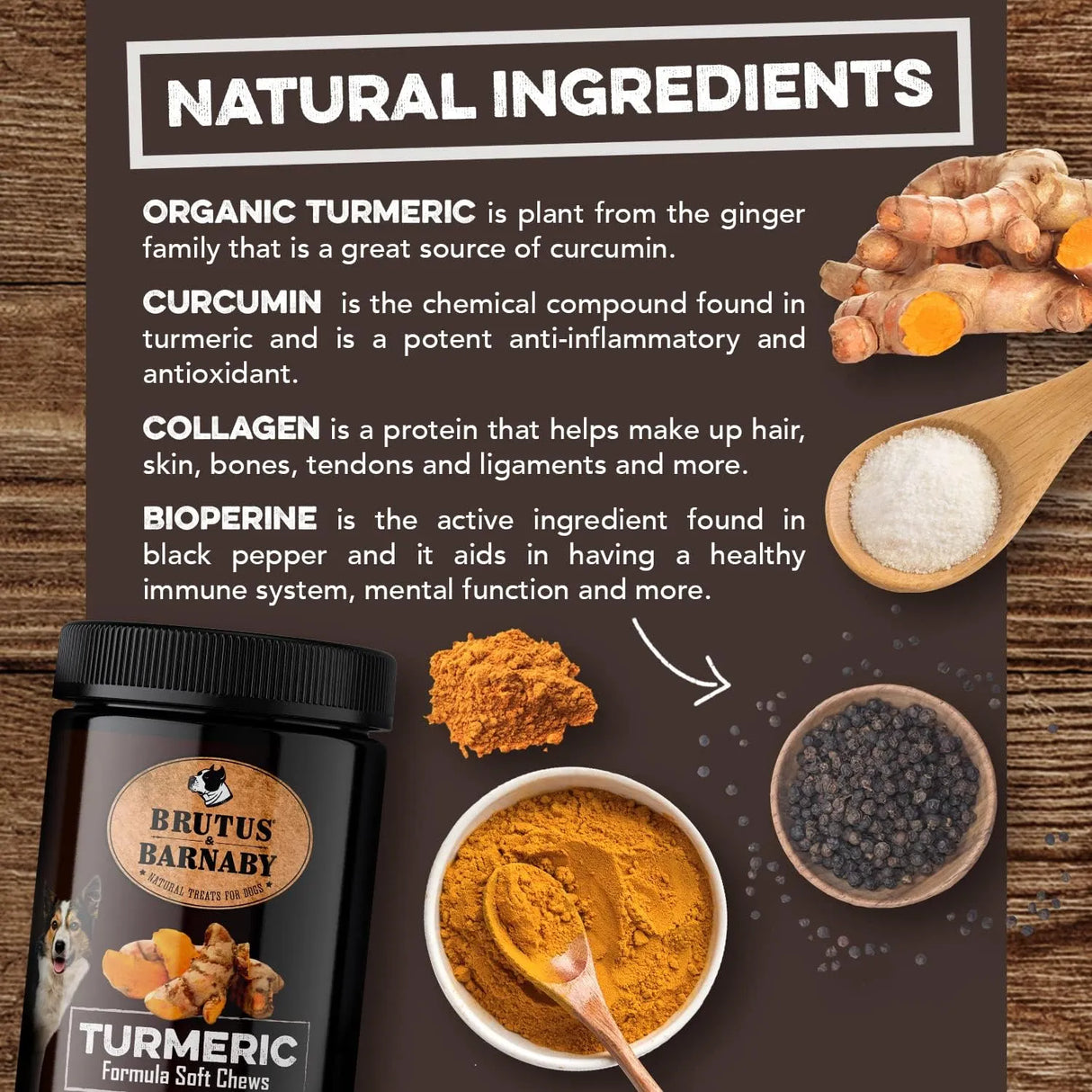 BRUTUS & BARNABY - BRUTUS & BARNABY Turmeric for Dogs 120 Masticables - The Red Vitamin MX - Cuidado De Cadera Y Articulaciones Para Perros - {{ shop.shopifyCountryName }}