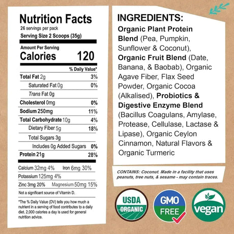 EARTHCHIMP - EarthChimp Organic Vegan Protein Powder 26 Servicios Plain & Unsweetened 910Gr. - The Red Vitamin MX - Suplementos Alimenticios - {{ shop.shopifyCountryName }}