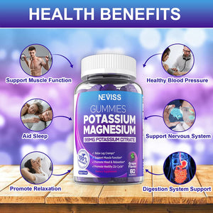 NEVISS Potassium Magnesium Gummies 99Mg. 120 Gomitas - The Red Vitamin MX - Suplementos Alimenticios - NEVISS