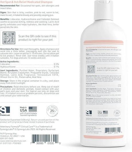 VETERINARY FORMULA - Veterinary Formula Clinical Care Hot Spot & Itch Relief Medicated Shampoo for Dogs and Cats 16 Fl.Oz. 2 Pack - The Red Vitamin MX - Remedios Para La Picazón De Perros - {{ shop.shopifyCountryName }}