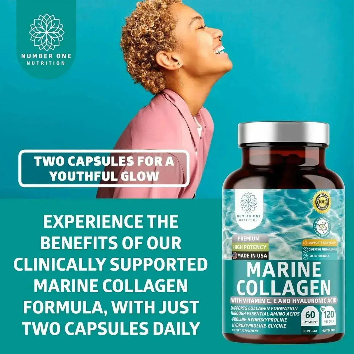 NUMBER ONE NUTRITION - Number One Nutrition Premium Marine Collagen Dipeptides 120 Capsulas - The Red Vitamin MX - Suplementos Alimenticios - {{ shop.shopifyCountryName }}