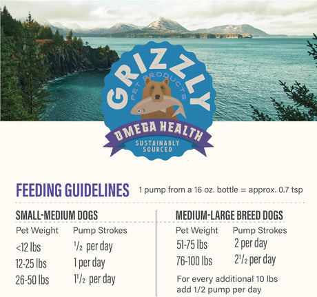 GRIZZLY PET PRODUCTS - Grizzly Pet Products Omega Health Liquid Omega-3 for Dogs and Cats 473Ml. - The Red Vitamin MX - Aceite De Pescado Para Perros - {{ shop.shopifyCountryName }}