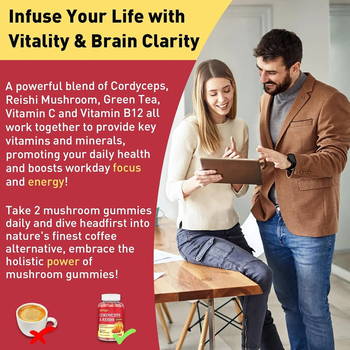 MEZQAI - Mezqai Cordyceps Reishi Mushroom Gummies 60 Gomitas - The Red Vitamin MX - Suplementos Alimenticios - {{ shop.shopifyCountryName }}