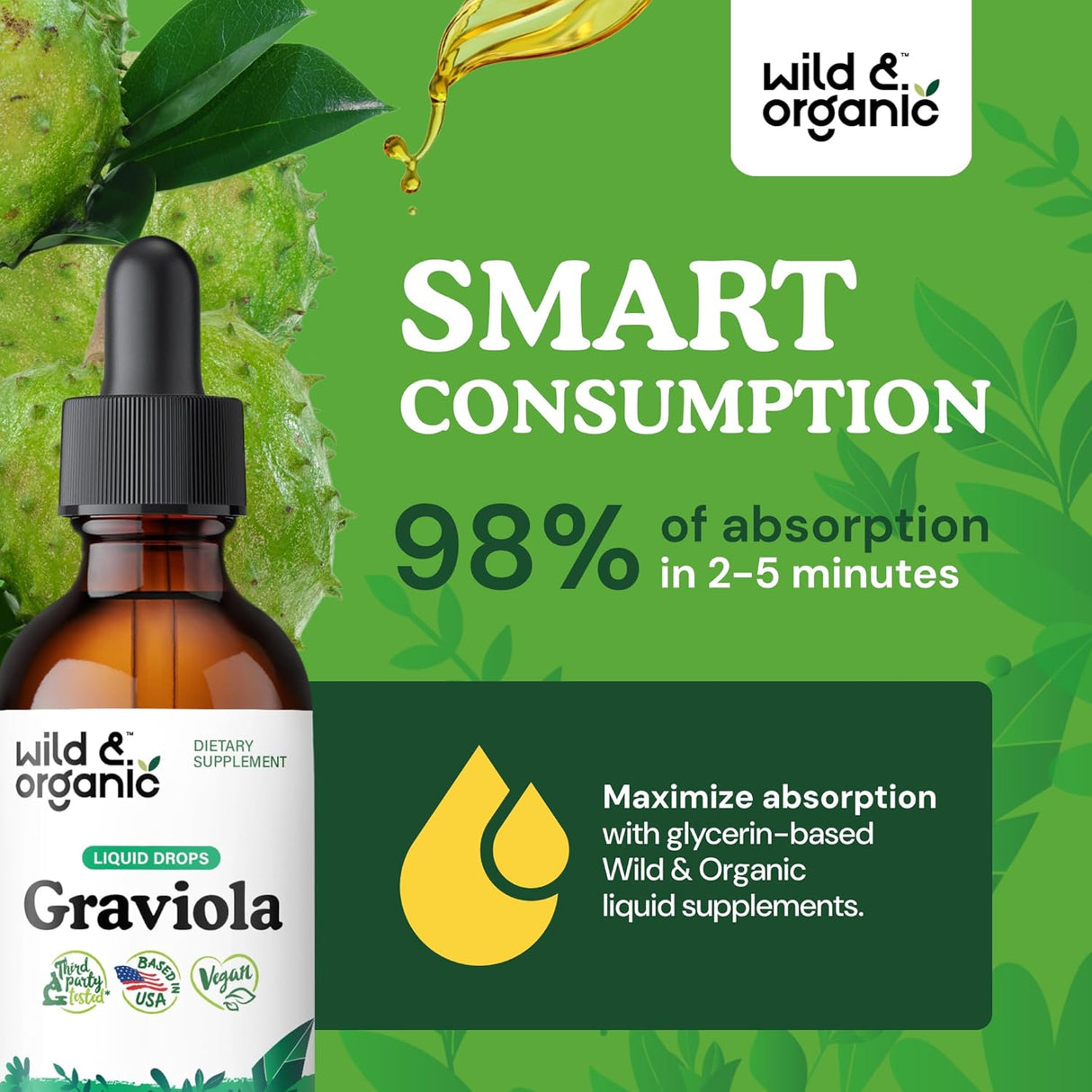 Wild & Organic Soursop Graviola Liquid Drops 2 Fl.Oz.