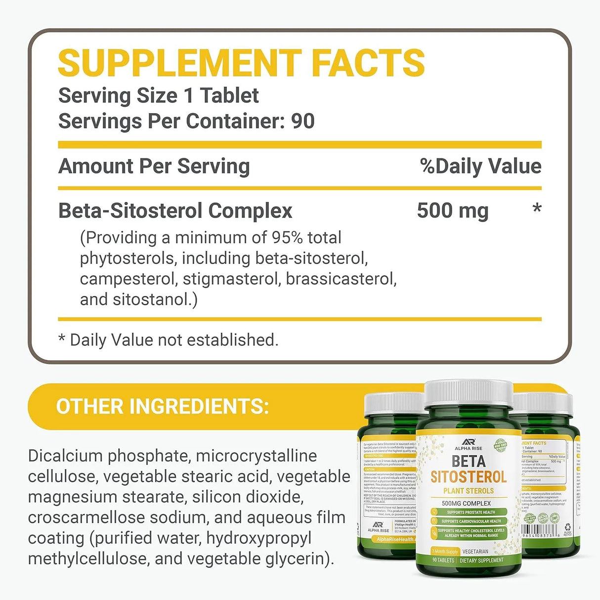 ALPHA RISE - ALPHA RISE Beta Sitosterol 500Mg. 90 Tabletas - The Red Vitamin MX - Suplementos Alimenticios - {{ shop.shopifyCountryName }}