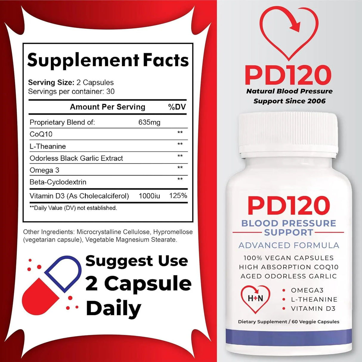 PD120 - PD120 Blood Pressure Support 60 Capsulas - The Red Vitamin MX - Suplementos Alimenticios - {{ shop.shopifyCountryName }}