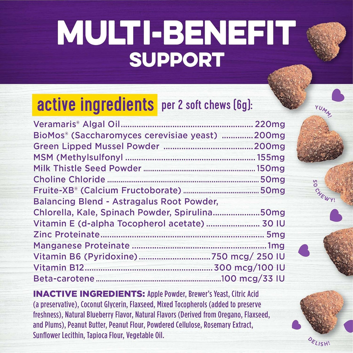 Wellness Multi-Benefit Peanut Butter & Apple Flavored Soft Chews 45 Masticables