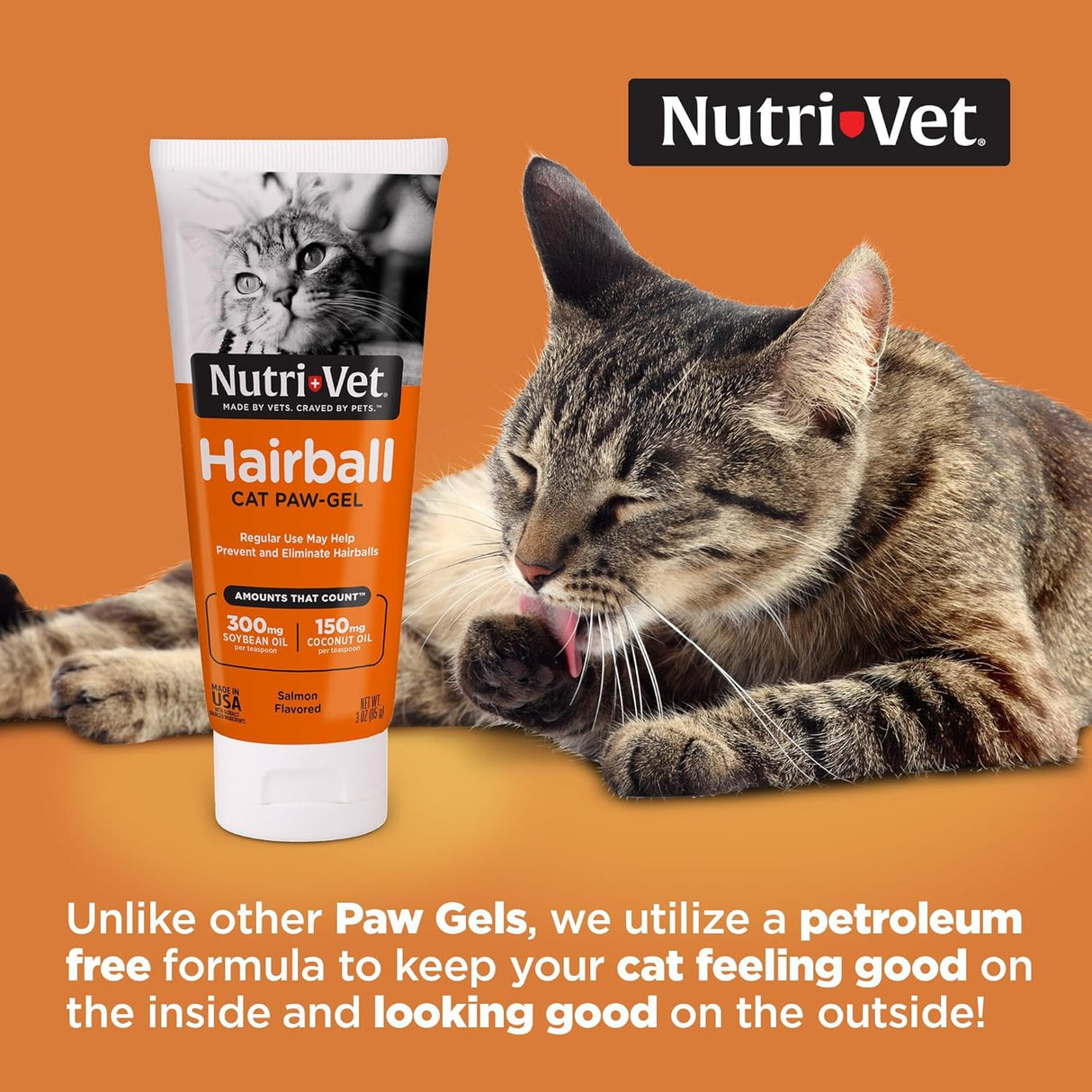 Nutri-Vet Hairball Paw Gel Salmon Flavor 3 Oz.