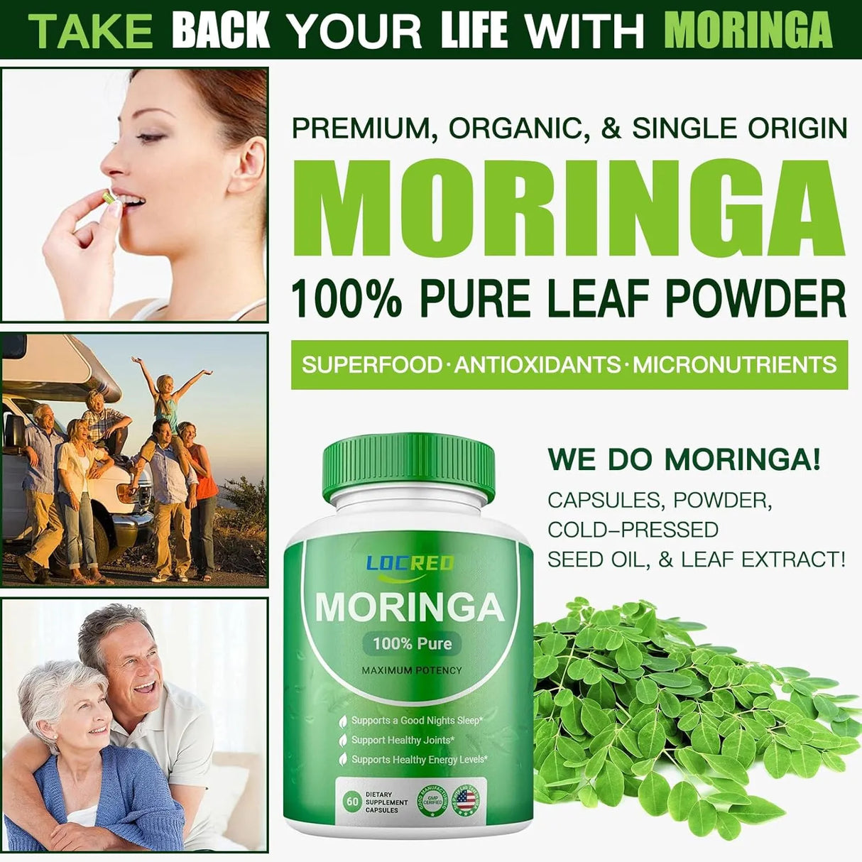 LOCRED - LOCRED Moringa Powder 60 Capsulas - The Red Vitamin MX - Suplementos Alimenticios - {{ shop.shopifyCountryName }}