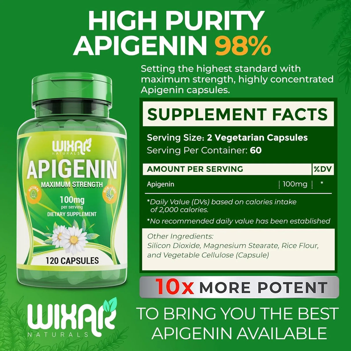 WIXAR NATURALS - Wixar Apigenin 100Mg. 120 Capsulas - The Red Vitamin MX - Suplementos Alimenticios - {{ shop.shopifyCountryName }}